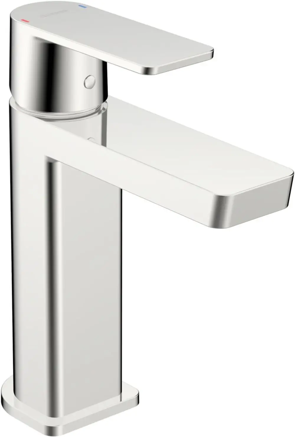 Einhebelmischer für Waschtische in Chromausführung von HANSA, mit rechteckigem Design und flacher Bedienfläche zur Wasserregulierung.